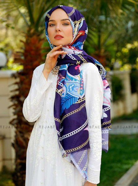 Jumana - Lila Gemustertes Hijab - Sal Evi
