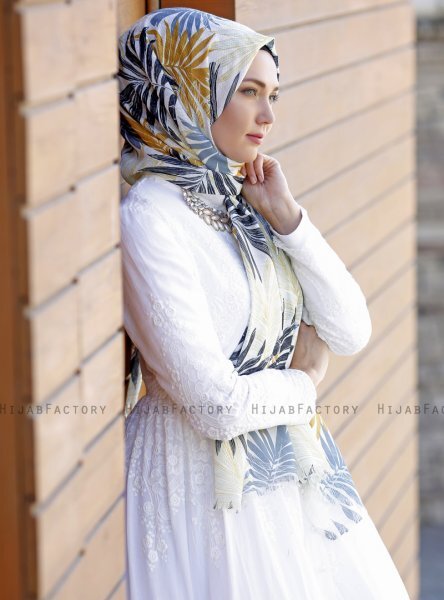 Dounia - Senf Gemustertes Hijab