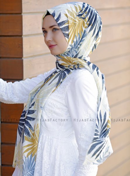 Dounia - Senf Gemustertes Hijab
