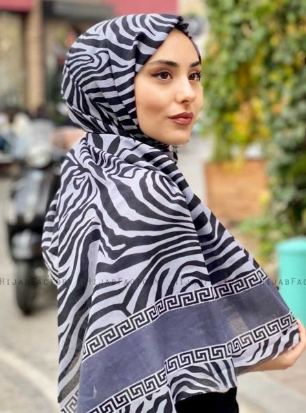 Kadifa - Grau Gemustert Baumwolle Hijab - Mirach