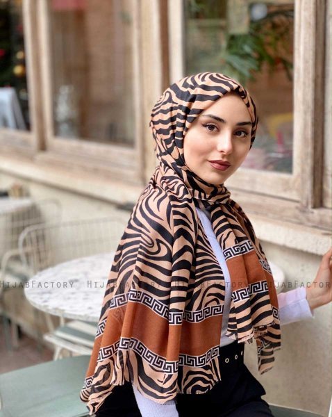 Kadifa - Senf Gemustert Baumwolle Hijab - Mirach