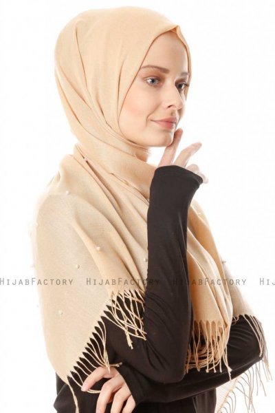 Kadri - Beige Hijab Mit Perlen - Özsoy