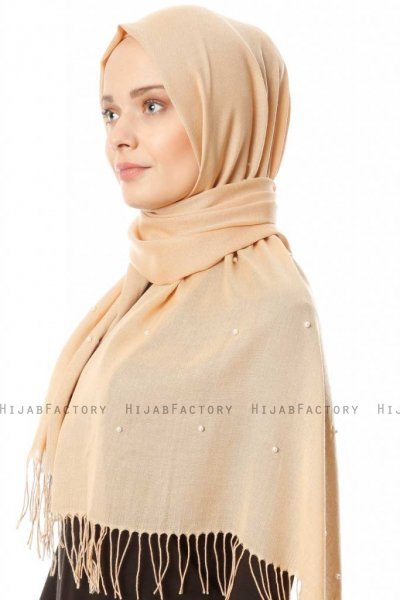 Kadri - Beige Hijab Mit Perlen - Özsoy