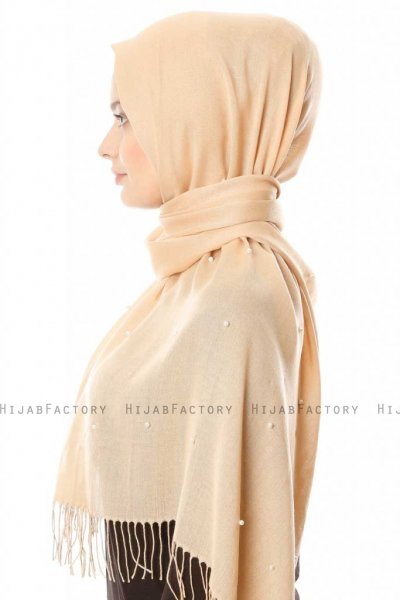 Kadri - Beige Hijab Mit Perlen - Özsoy