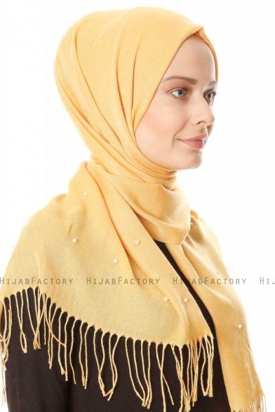 Kadri - Gelb Hijab Mit Perlen - Özsoy