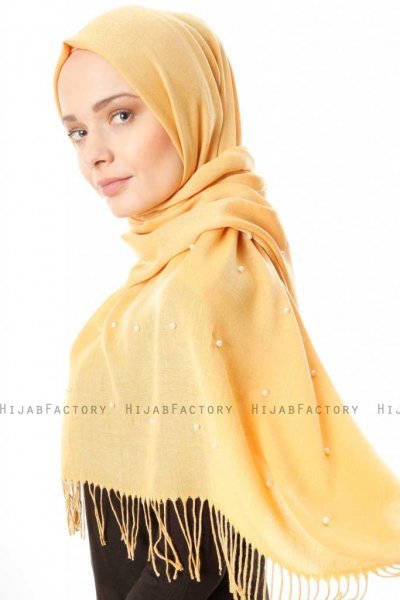 Kadri - Gelb Hijab Mit Perlen - Özsoy