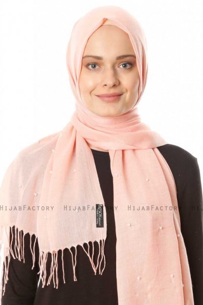 Kadri - Lachsfarbe Hijab Mit Perlen - Özsoy