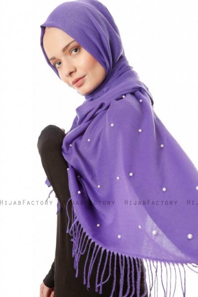 Kadri - Helles Lila Hijab Mit Perlen - Özsoy