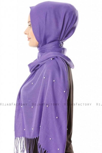 Kadri - Helles Lila Hijab Mit Perlen - Özsoy