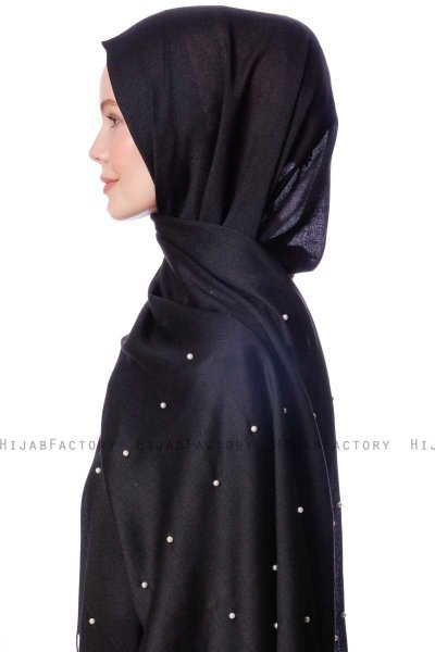 Kadri - Schwarz Hijab Mit Perlen - Özsoy
