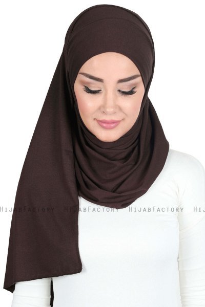 Kaisa - Braun Baumwolle Praktisch Hijab