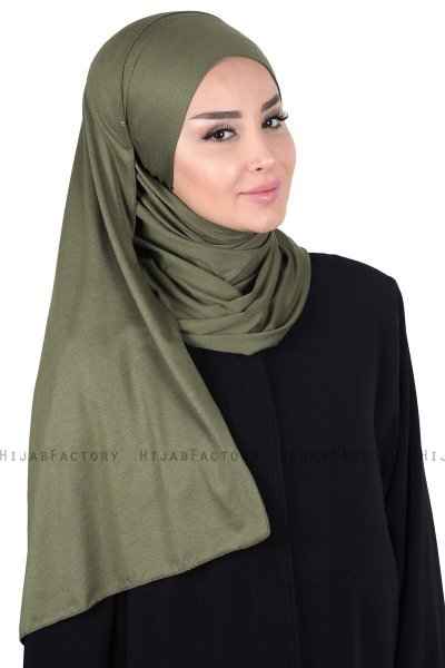 Kaisa - Khaki Baumwolle Praktisch Hijab