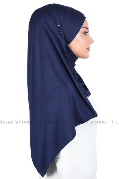 Kaisa - Navy Blau Baumwolle Praktisch Hijab