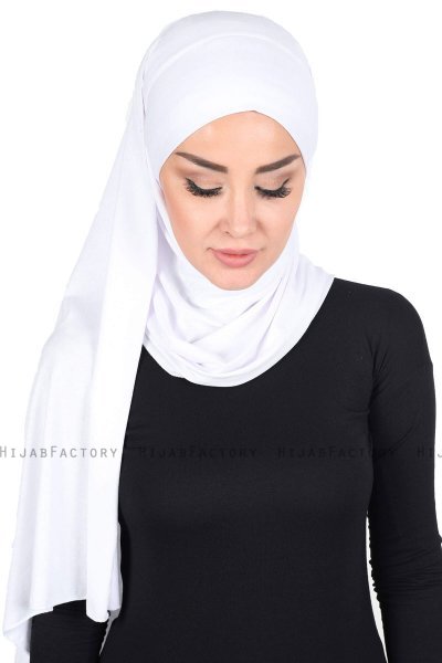 Kaisa - Weiß Baumwolle Praktisch Hijab