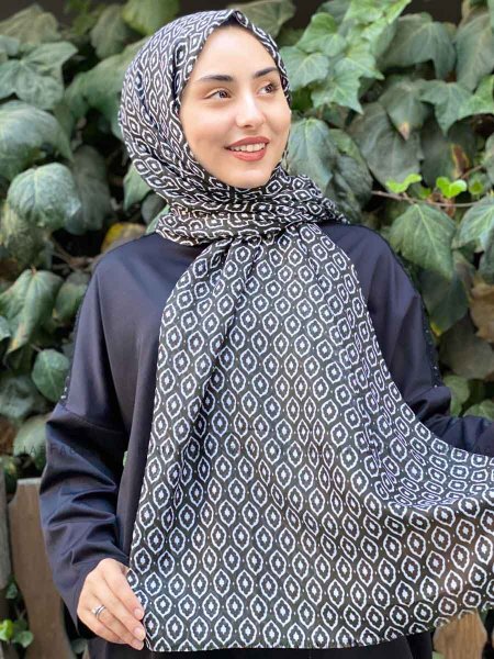 Kalila - Dunkelgrün Gemustert Baumwolle Hijab