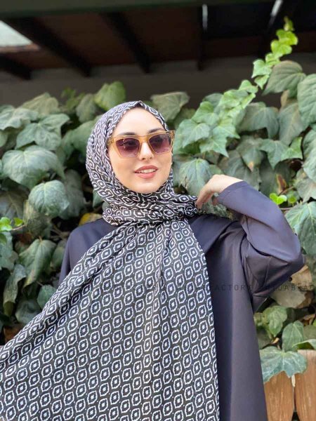 Kalila - Dunkelgrün Gemustert Baumwolle Hijab