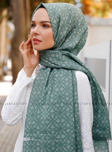 Khadija - Grün Gemustertes Hijab - Sal Evi