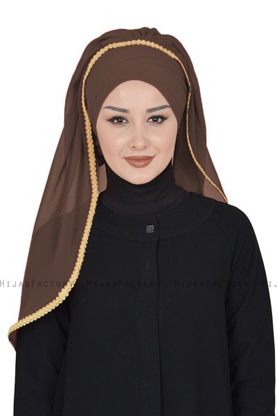 Louise - Braun Praktisch Hijab - Ayse Turban