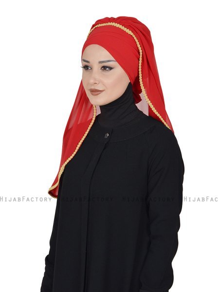 Louise - Rot Praktisch Hijab - Ayse Turban