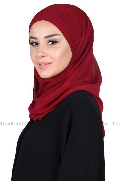 Malin - Bordeaux Praktisch Chiffon Hijab