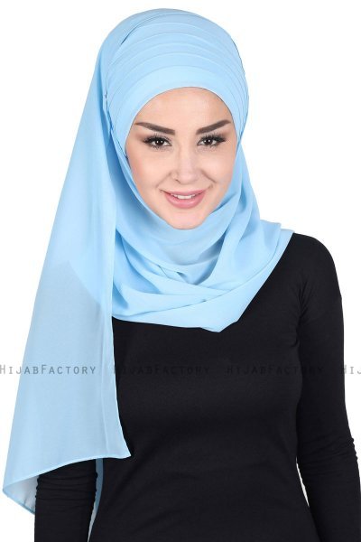 Malin - Hellblau Praktisch Chiffon Hijab