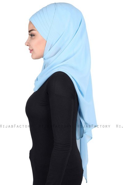 Malin - Hellblau Praktisch Chiffon Hijab