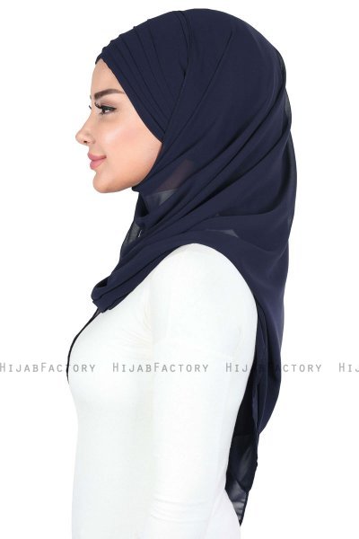 Malin - Navy Blau Praktisch Chiffon Hijab