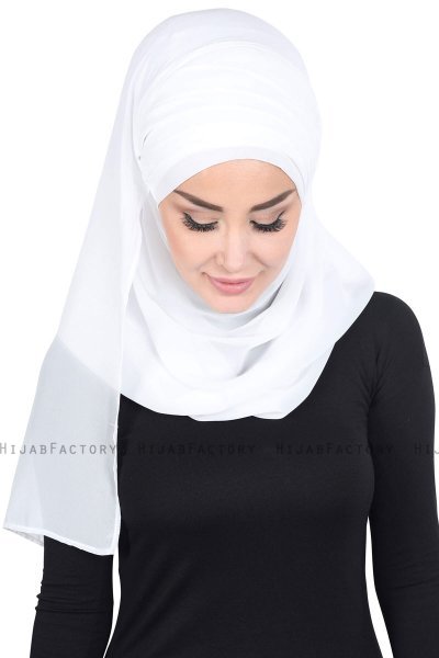 Malin - Offwhite Praktisch Chiffon Hijab