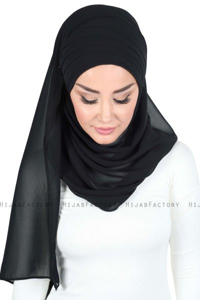 Malin - Schwarz Praktisch Chiffon Hijab