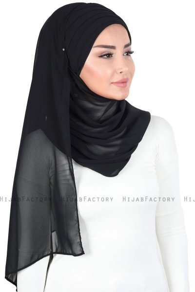 Malin - Schwarz Praktisch Chiffon Hijab