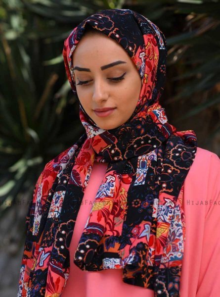 Marwa - Rosa Gemustert Crepe Hijab