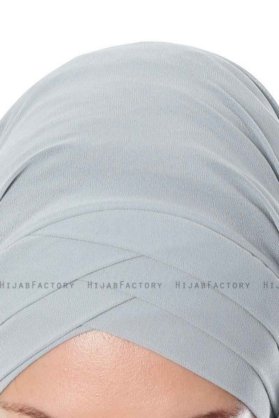 Mehtap - Grau Praktisch Fertig Chiffon Hijab