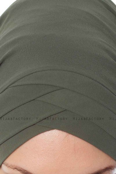 Mehtap - Khaki Praktisch Fertig Chiffon Hijab