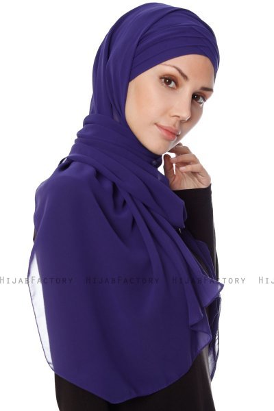 Mehtap - Lila Praktisch Fertig Chiffon Hijab