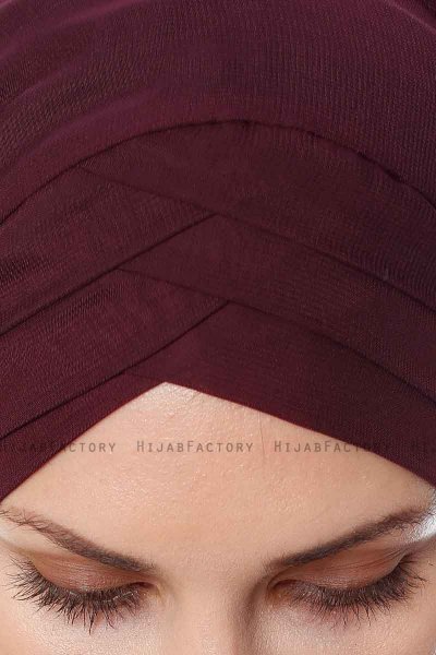 Mehtap - Pflaume Praktisch Fertig Chiffon Hijab