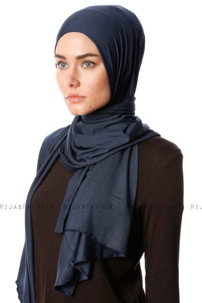Melek - Navy Blau Premium Jersey Hijab - Ecardin