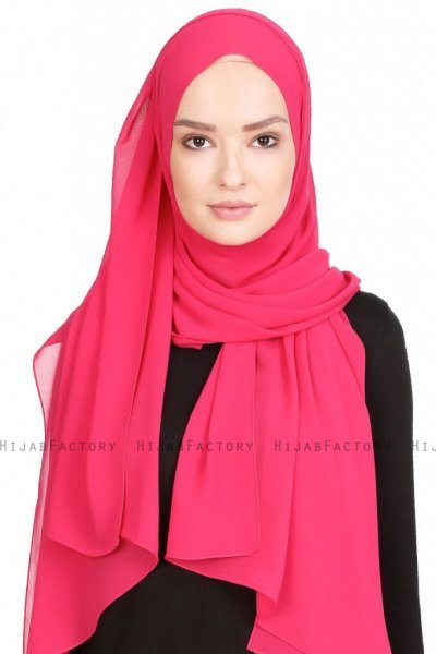 Merve Fuschia Krep Chiffon Hijab 4A128a