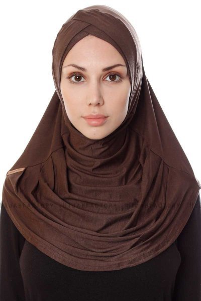 Mia - Braun One-Piece Al Amira Hijab - Ecardin