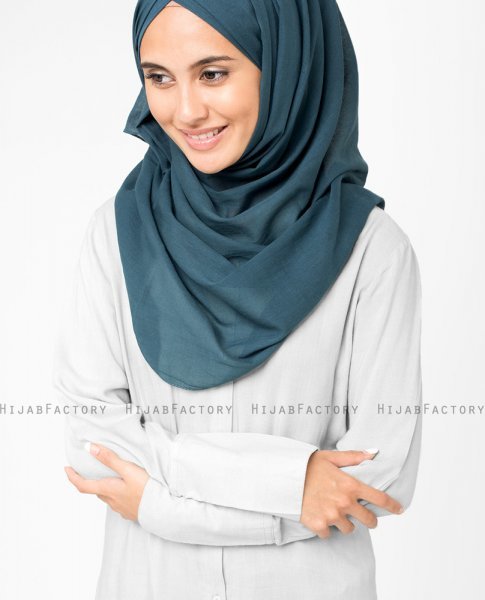 Midnight Navy Blå Bomull Voile Hijab 5TA8