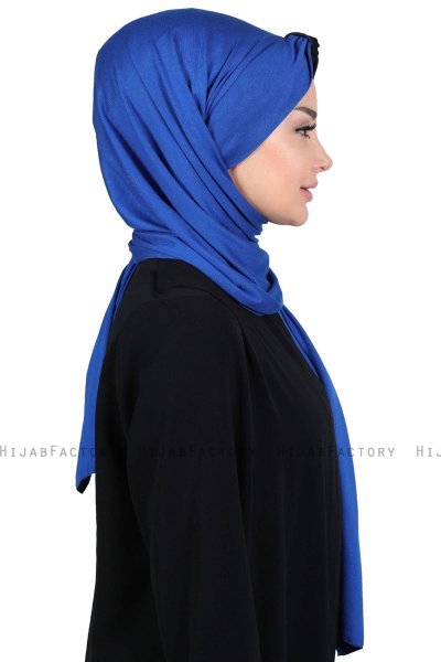 Mikaela - Blau & Schwarz Baumwolle Praktisch Hijab
