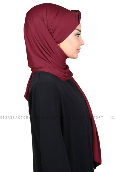 Mikaela - Bordeaux & Navy Blau Baumwolle Praktisch Hijab