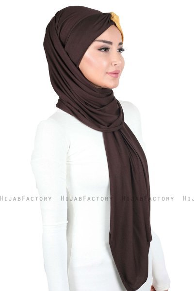 Mikaela - Braun & Senf Baumwolle Praktisch Hijab