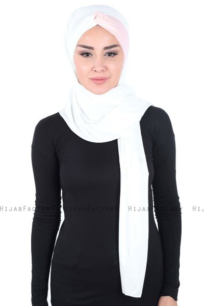 Mikaela - Creme & Altrosa Baumwolle Praktisch Hijab