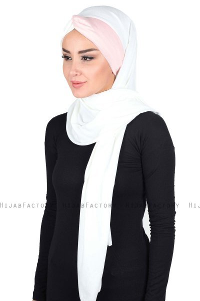 Mikaela - Creme & Altrosa Baumwolle Praktisch Hijab