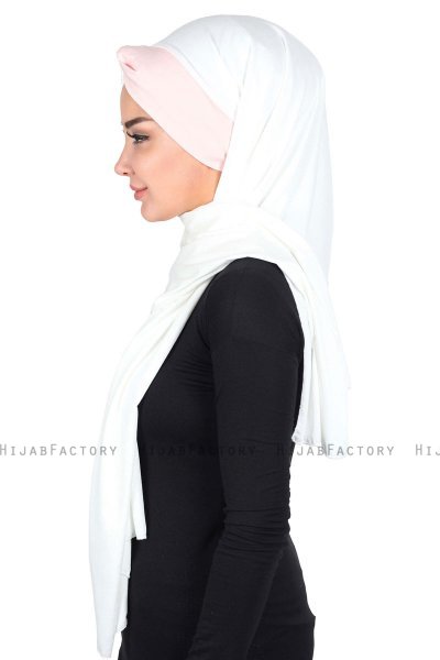 Mikaela - Creme & Altrosa Baumwolle Praktisch Hijab