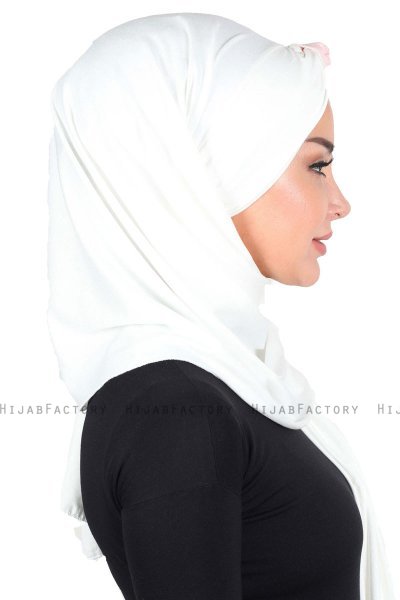 Mikaela - Creme & Altrosa Baumwolle Praktisch Hijab