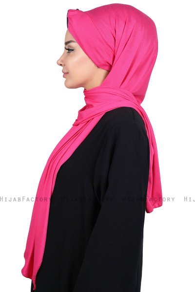 Mikaela - Fuchsie & Navy Blau Baumwolle Praktisch Hijab
