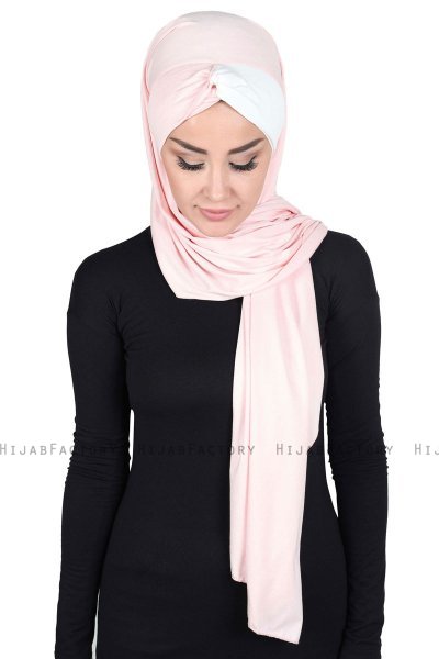 Mikaela - Altrosa & Creme Baumwolle Praktisch Hijab