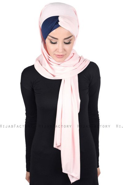 Mikaela - Altrosa & Navy Blau Baumwolle Praktisch Hijab