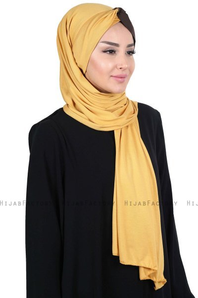 Mikaela - Senf & Braun Baumwolle Praktisch Hijab